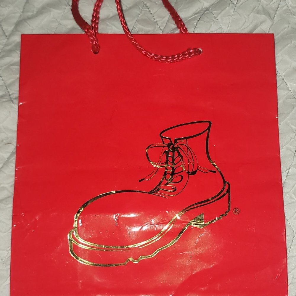 DOC MARTEN JACK BOOT COMBAT BOOT Red & Gold Gift Bag Small 6" x 9"